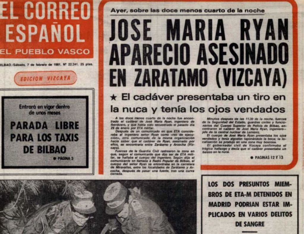 Portada de El Correo Español del Pueblo Vasco a 7 de febrero de 1981